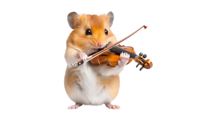 Hamster plays violin with great enthusiasm
