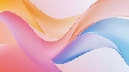 Colorful abstract waves of orange, pink, and blue on a soft background