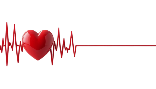 abstract red heart beat On white background PNG
