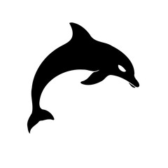 Dolphin Silhouette Leaping Elegantly in Black