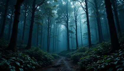 Obraz premium Nature's enchantment foggy forest adventure