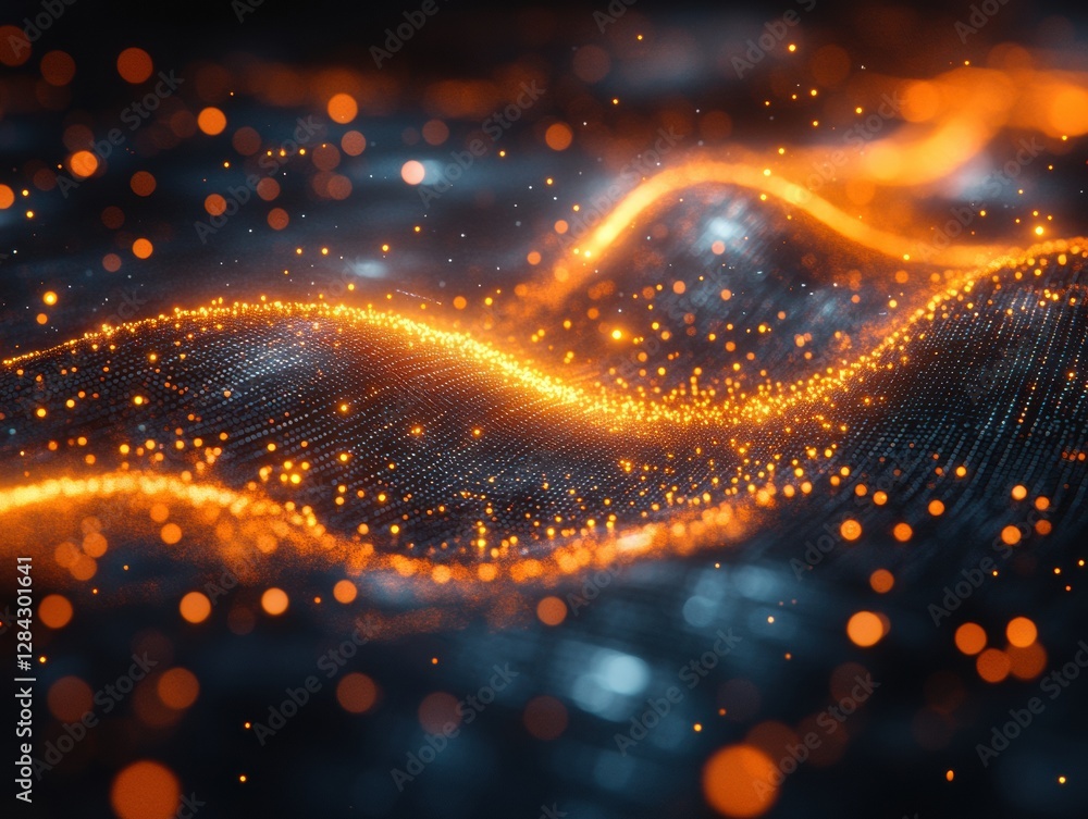 Poster abstract background with neon glowing dots