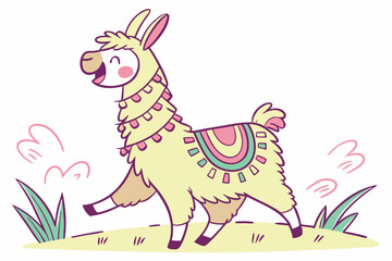 Smiling yellow llama