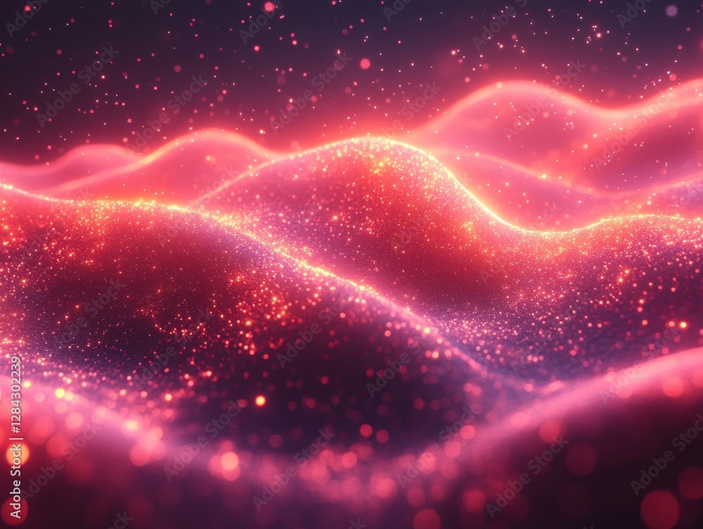 Poster glowing nebula in space with sparkling stars and sunlight