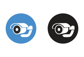 Minimalist CCTV camera Logo with Circle silhouette vector illustration