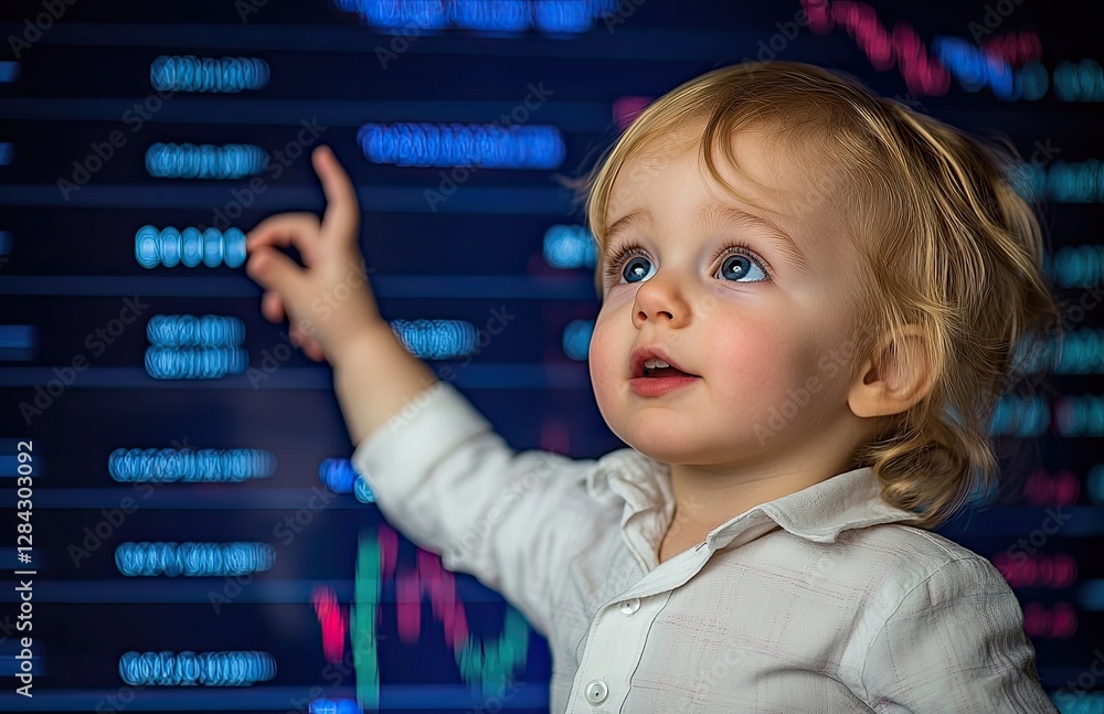 Poster business investment focuses on analyzing data on a virtual screen featuring price graphs and indicat