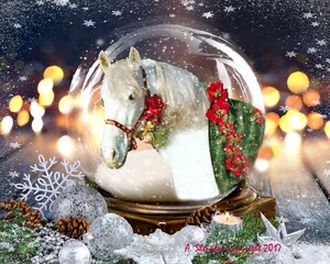 Christmas Horse in a Snow Globe
