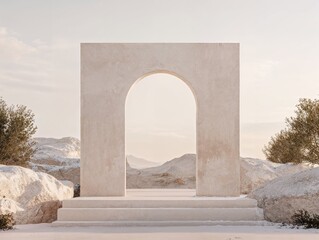 podium and archway made of  stone