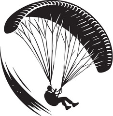Black Color Paragliding Silhouette Vector Illustration design, Solid White Background