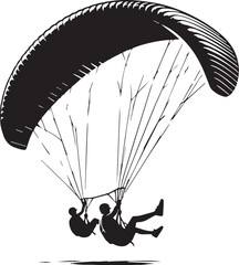 Black Color Paragliding Silhouette Vector Illustration design, Solid White Background