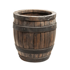 Fototapeta premium Old wooden barrel isolated on a transparent background png
