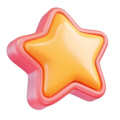 Vibrant 3D Star Icon with Speech Bubble on Smooth Gradient Background