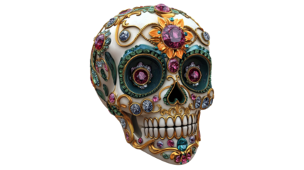 Colorful decorative skull with intricate designs