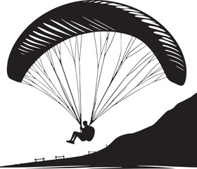 Black Color Paragliding Silhouette Vector Illustration design, Solid White Background