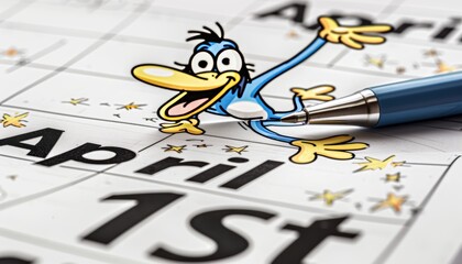 Whimsical calendar featuring april 1st and playful jester doodles for a fun vibe