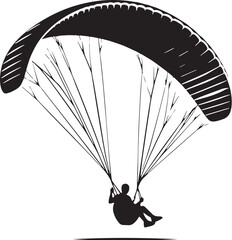 Black Color Paragliding Silhouette Vector Illustration design, Solid White Background