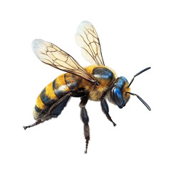 A Detailed Bee in Flight Abstract Background Vibrant Colors