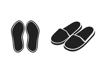 Minimalist Black Slipper Silhouette on White background