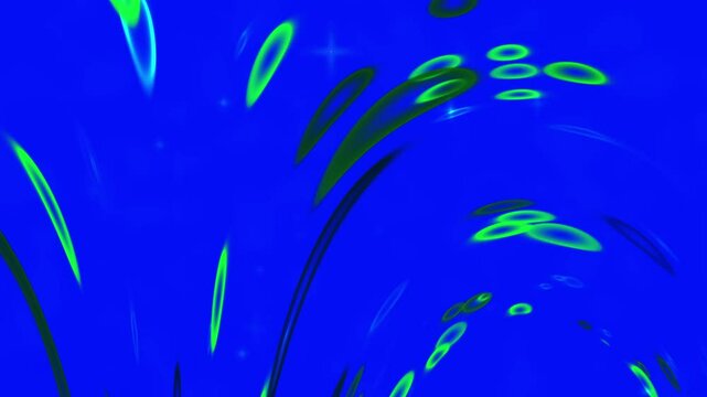 blue background with various colorful particle motifs flying repeatedly. abtrack
