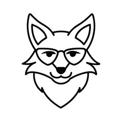 cute dog line art vector wearing sunglass
