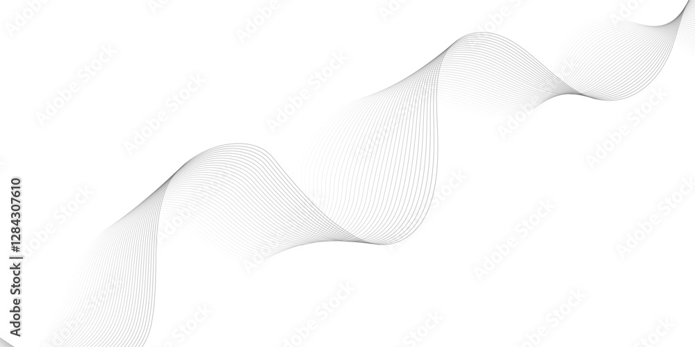 Leinwandbilder Abstract grey, white smooth element swoosh speed wave modern stream background. Wave with lines created using blend tool. Abstract frequency sound wave lines and twisted curve lines background.
