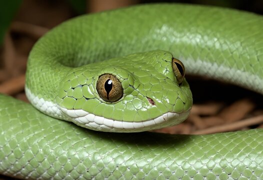close up of a green snake - Powered by Adobe