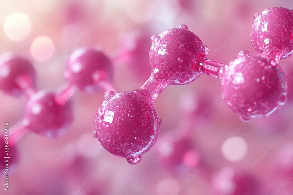 Poster presentation of a molecular structure with pink color scheme showcasing detailed atom connections