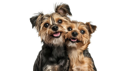 Two happy dogs posing together in happy moment