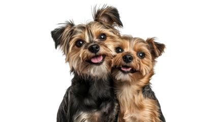 Two happy dogs posing together in happy moment