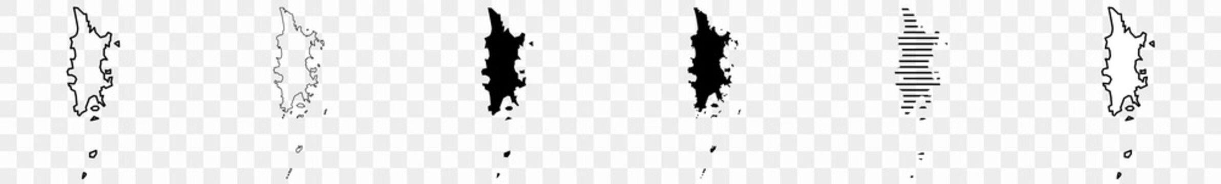Phuket Map Black | Thai Island Border | Thailand | Transparent Isolated | Variations