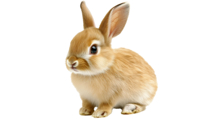 Cute rabbit sitting on white background