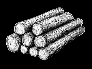 Stacked Logs - A Detailed Forest Illustration
