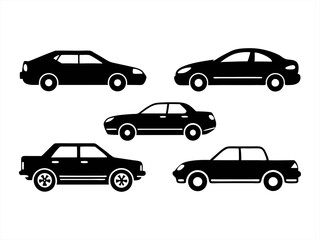 car icon set black silhouette vector