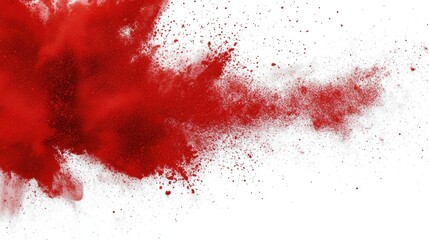 Bright Red Powder Explosion on a White Background in a Studio Photography Style