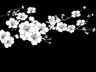 Elegant Black and White Cherry Blossom Design