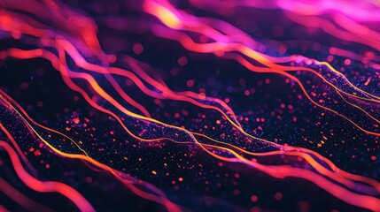 Abstract glowing data flow with structured AI learning pathways, intelligent processing concept