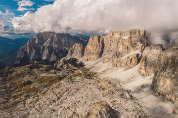 High angle view of Dolomites mountains