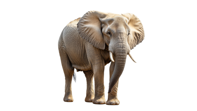 Graceful elephant on plain backdrop