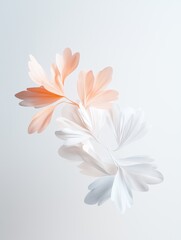Naklejka premium Delicate pastel leaves create a beautiful arrangement on a soft gray background