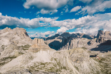 High angle view of Dolomites mountains