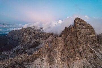 High angle view of Dolomites mountains