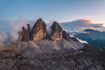 High angle view of Dolomites mountains