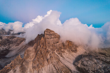 High angle view of Dolomites mountains