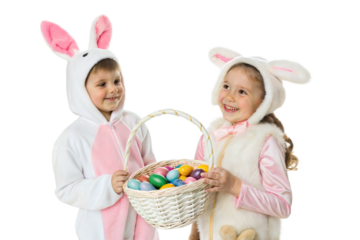 Adorable Easter kids in Bunnies costumes