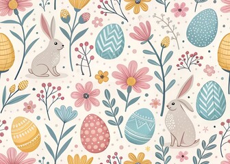 Easter Bunny and Eggs Pattern