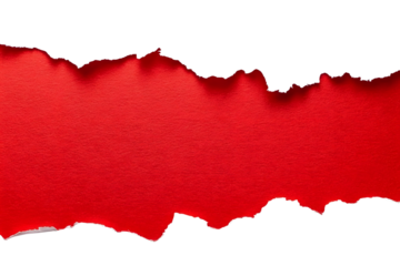 Red ripped paper torn edges strips isolated on white background