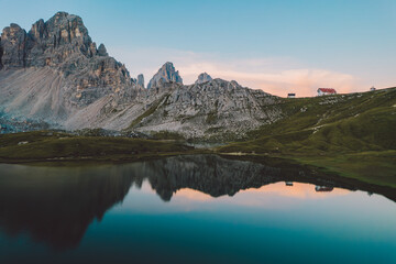 High angle view of Dolomites mountains
