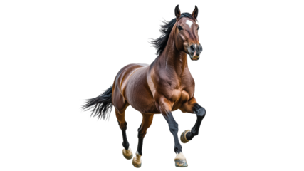 Brown horse galloping with grace in bright light