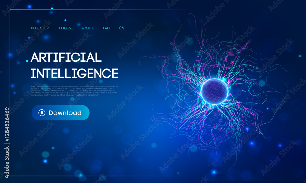 Poster artificial intelligence and big data technology background. cloud technology artificial intelligence