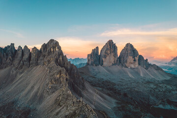High angle view of Dolomites mountains